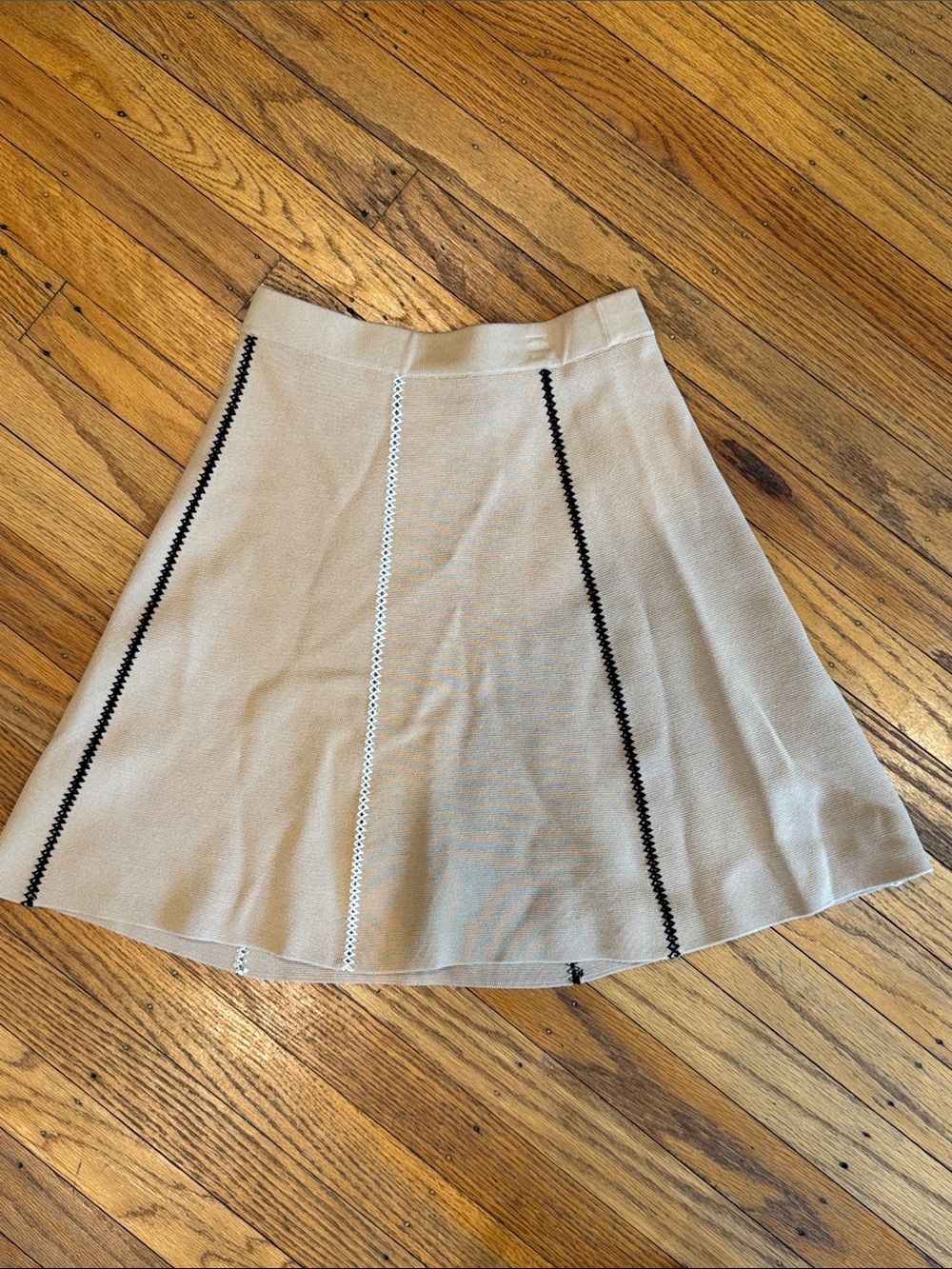 Sandro Paris Beige A-Line Skirt with Black & White Trim size 1